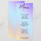 Pastel Diagonal Ombre Rainbow Wedding Menükarte (Vorne/Hinten)