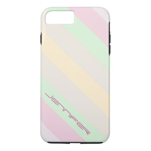 Pastel Diagonal Streifen mit Individuelle Name, Hu Case-Mate iPhone Hülle (Rückseite)