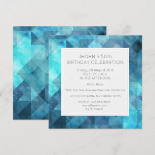 Pastel Diamond Geometric Birthday Party Blue Einladung