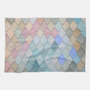 Pastel Diamond Muster Mermaid Blue Green Pink Geschirrtuch