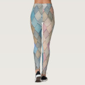 Pastel Diamond Muster Mermaid Blue Green Pink Leggings (Rückseite)
