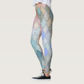 Pastel Diamond Muster Mermaid Blue Green Pink Leggings (Links)