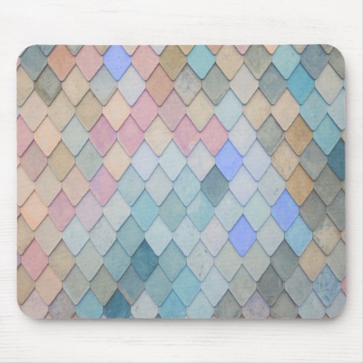 Pastel Diamond Muster Mermaid Blue Green Pink Mousepad (Vorne)