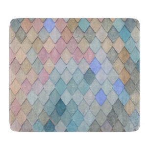 Pastel Diamond Muster Mermaid Blue Green Pink Schneidebrett