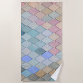 Pastel Diamond Muster Mermaid Blue Green Pink Strandtuch (Vorderseite)