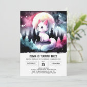 Pastel Digital Cat Geburtstag Einladung (Stehend Vorderseite)