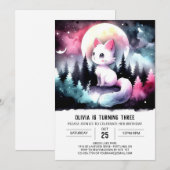 Pastel Digital Cat Geburtstag Einladung (Vorne/Hinten)