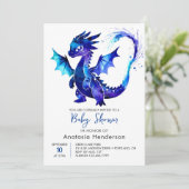 Pastel Digital Dragon Boy Babydusche Einladung (Stehend Vorderseite)