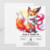 Pastel Digital Fox Geburtstag Einladung (Vorne/Hinten)