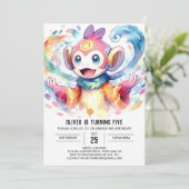 Pastel Digital Monkey Geburtstag Einladung (Stehend Vorderseite)