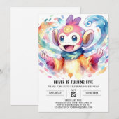 Pastel Digital Monkey Geburtstag Einladung (Vorne/Hinten)