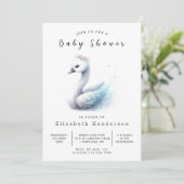 Pastel Digital Swan Babydusche Einladung (Stehend Vorderseite)