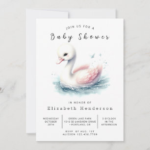Pastel Digital Swan Babydusche Einladung