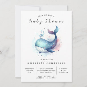 Pastel Digital Whale Baby Dusche Einladung