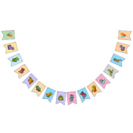 Pastel Dino Birthday Bunting Wimpelkette