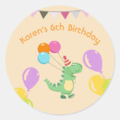 Pastel Dino Birthday Stickers (Vorderseite)