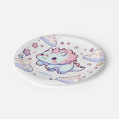 Pastel Dino Dinosaur Babydusche Pappteller (Schrägansicht)