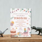 Pastel Dino Party Geburtstag Einladung