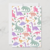 Pastel Dinosaur Birthday Einladung Girl Three Rex (Rückseite)