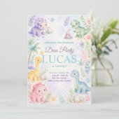 Pastel Dinosaur Birthday Invitation Editable Einladung (Stehend Vorderseite)