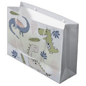 Pastel Dinosaur Große Geschenktüte (Vorderseite Schrägansicht)