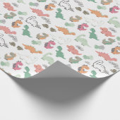 Pastel Dinosaurier auf weißem Hintergrund Geschenkpapier (Ecke)