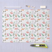 Pastel Dinosaurier auf weißem Hintergrund Seidenpapier (Handwerk)