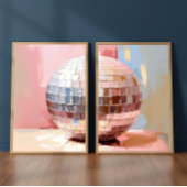 Pastel Disco Ball Split Prints, Pink Aesthetic Bilderwand Sets