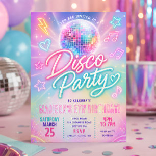Pastel-Disco-Glühparty-Geburtstag Einladung
