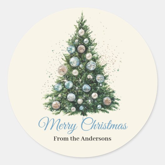 Pastel Disco-Kugel-Weihnachtsbaum-Ornament Benutze Runder Aufkleber (Vorderseite)