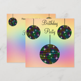 PASTEL DISCO THEMA PARTY INVITATION EINLADUNG