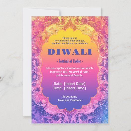 Pastel Diwali Einladung (Vorderseite)