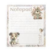 Pastel Dog & Floral – Birdhouse Spring Design Notizblock (Vorderseite)