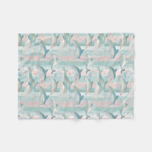 Pastel Dolphin Pattern Fleecedecke (Vorderseite (Horizontal))