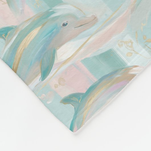 Pastel Dolphin Pattern Fleecedecke (Ecke)
