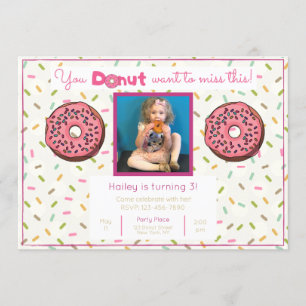 Pastel Donut Geburtstagsparty Foto Einladung