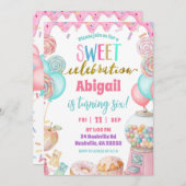  Pastel Donut Sweet Celebration Birthday party  Einladung (Vorne/Hinten)