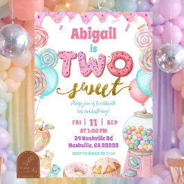 Pastel Donut Two Sweet 2nd Birthday party Invitati Einladung