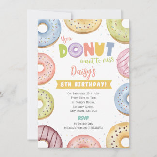 Pastel Donut zum Geburtstag Einladung - Donut Woll
