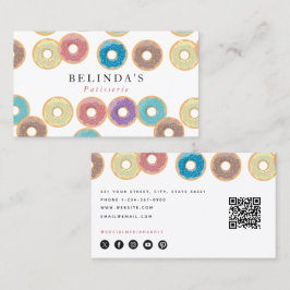 Pastel Donuts & Sprinkles Koch QR Code Visitenkarte