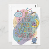 Pastel Doodle Whimsical Cat Monster Postkarte (Vorne/Hinten)