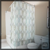 Pastel Dot Wavy Muster Grau Beige Weiß Blau Duschvorhang