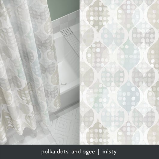 Pastel Dot Wavy Muster Grau Beige Weiß Blau Duschvorhang