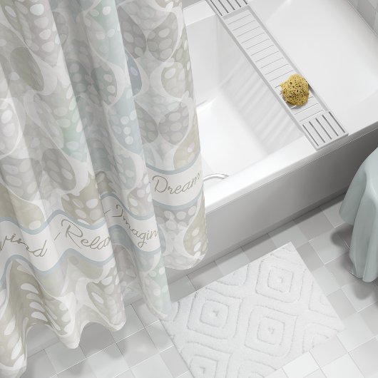 Pastel Dot Wavy Muster Grau Beige Weißes Atem Duschvorhang