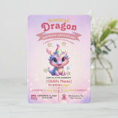 Pastel-Drache Geburtstags-Einladungs-Abenteuer (Stehend Vorderseite)