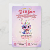 Pastel-Drache Geburtstags-Einladungs-Abenteuer (Vorderseite)