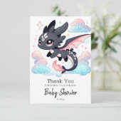 Pastel Dragon Baby Dusche Dankeskarte (Stehend Vorderseite)