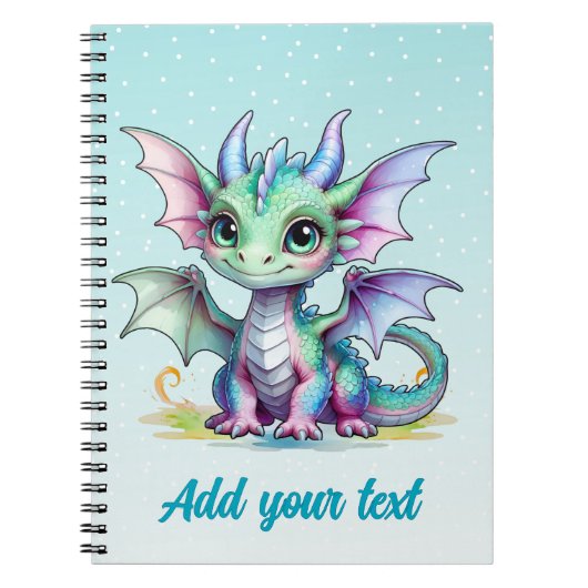 Pastel Dragon Notebook - Aqua Blue Notizblock (Vorderseite)
