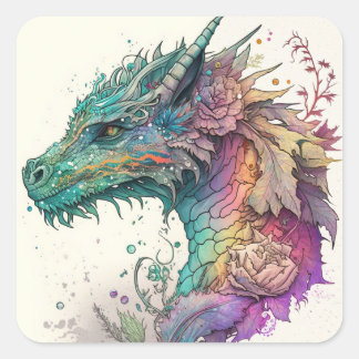 Pastel Dragon Quadratischer Aufkleber