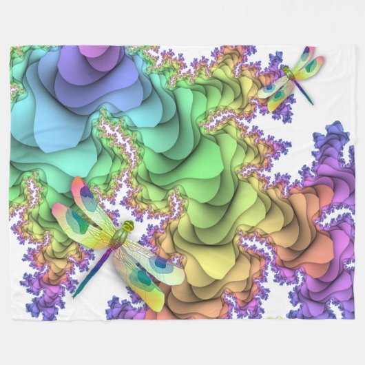 Pastel Dragonflies Fleece Blanket (Vorderseite (Horizontal))